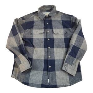 American Eagle Outfitters mens plaid Flannel blue gray button up sz med. Jacket